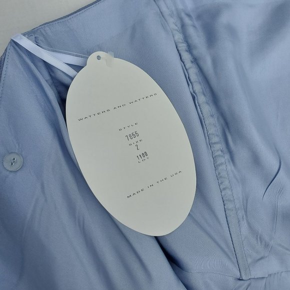 Vintage Watters and Watters Light Blue Strapless Chiffon Maxi Dress Size 2 - Picture 13 of 13